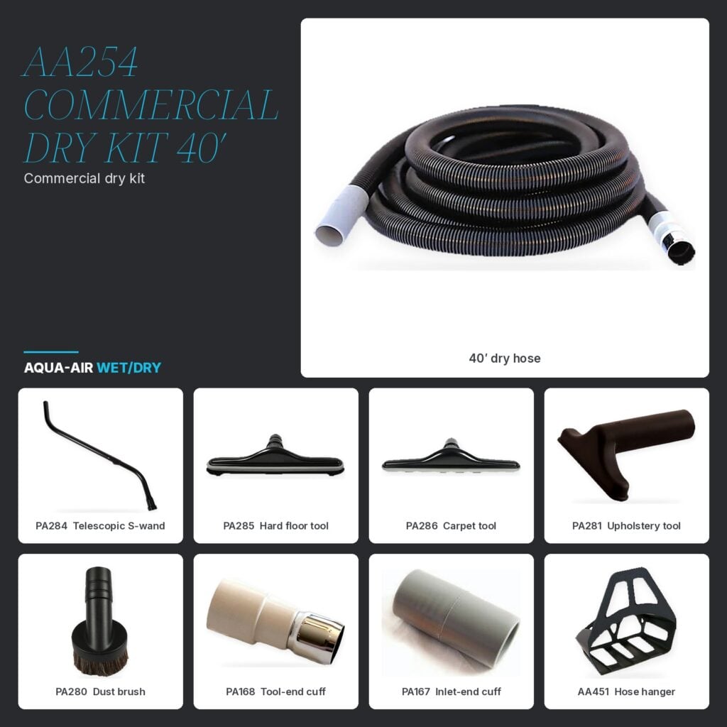 AA254 Commercial Dry Kit — 40' Hose, Telescopic Wand & Floor Tools